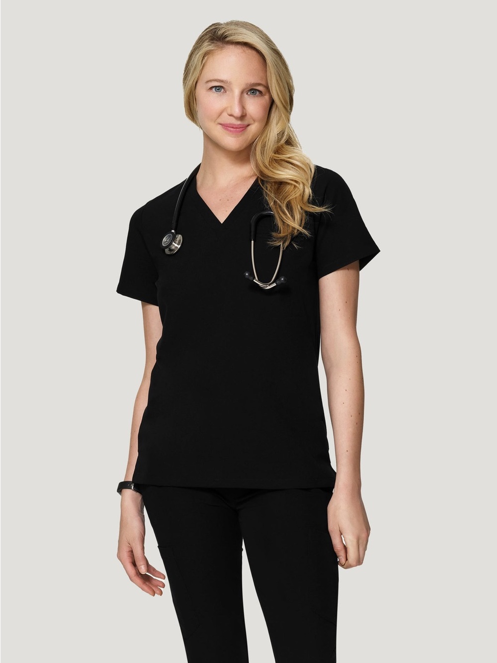 Mandala v neck black medical scrub top